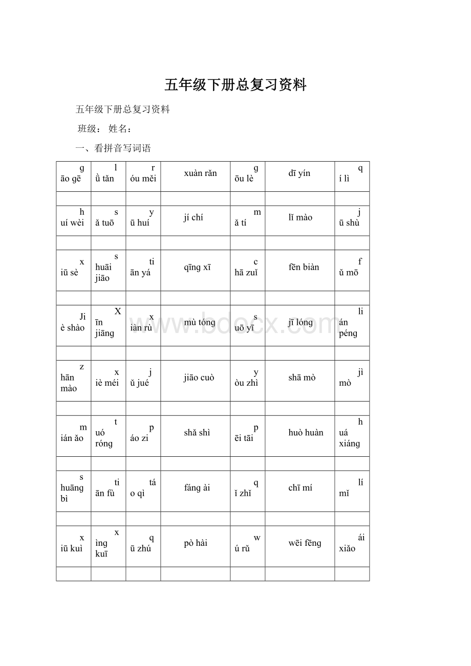 五年级下册总复习资料.docx_第1页