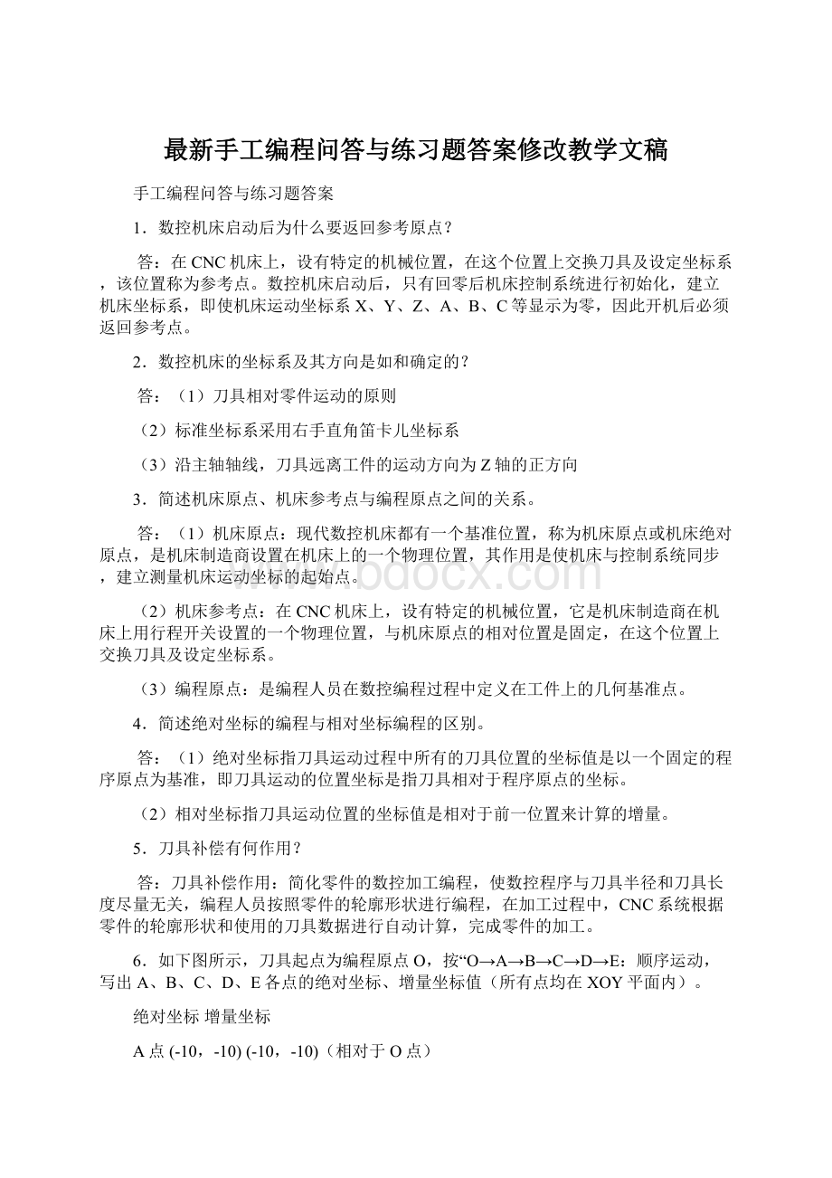 最新手工编程问答与练习题答案修改教学文稿Word格式.docx_第1页