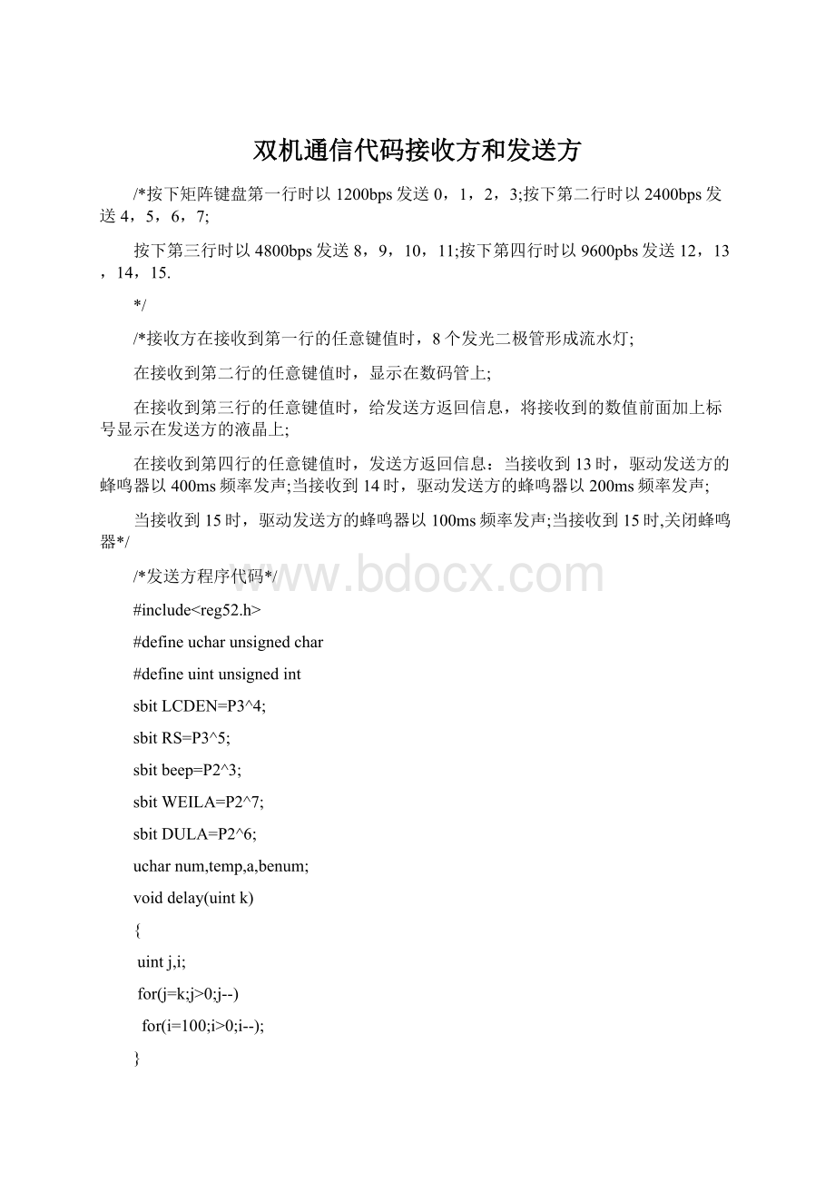 双机通信代码接收方和发送方.docx