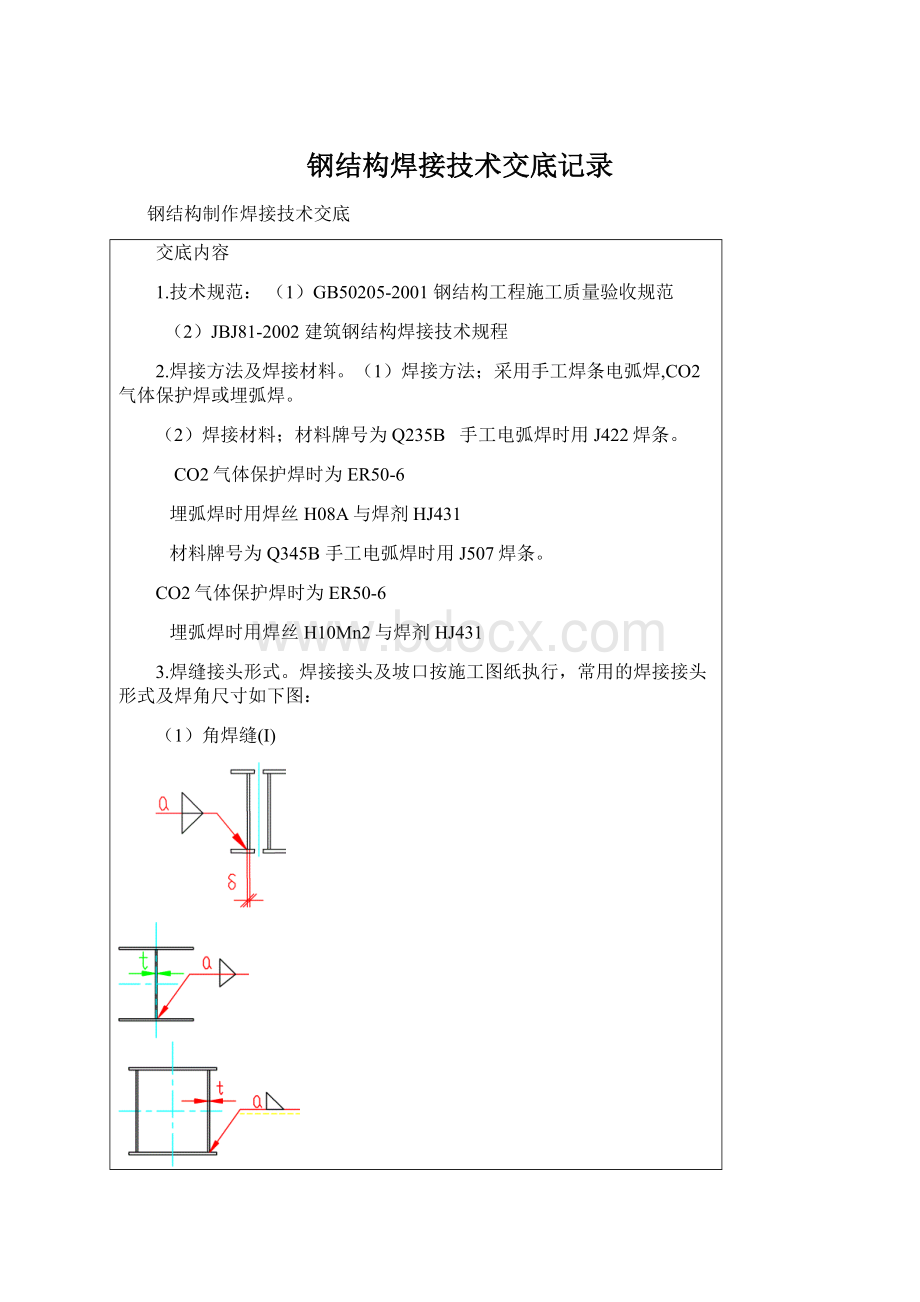 钢结构焊接技术交底记录.docx_第1页