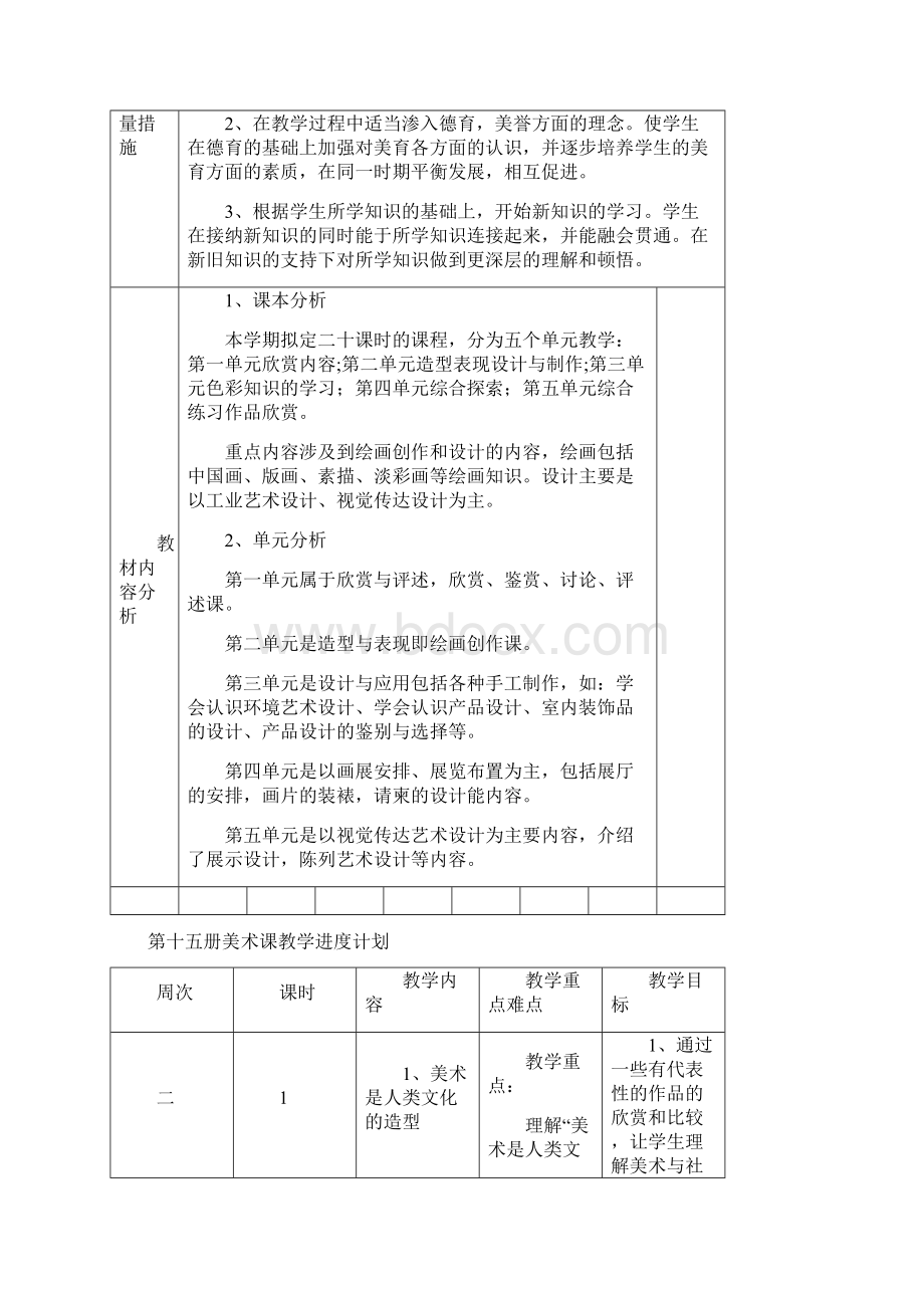 新课标人美版八年级上册美术教学计划Word格式.docx_第2页