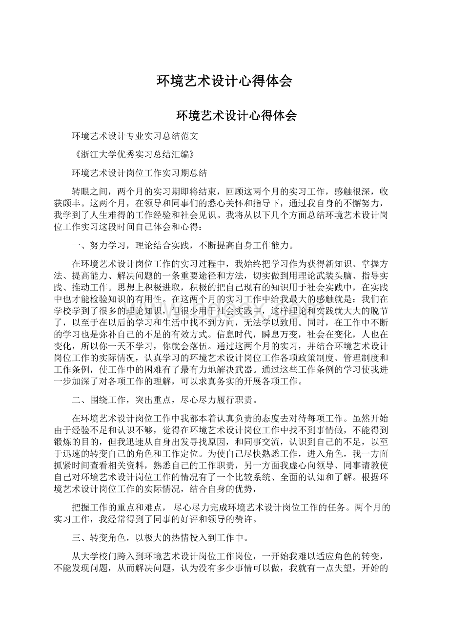 环境艺术设计心得体会文档格式.docx