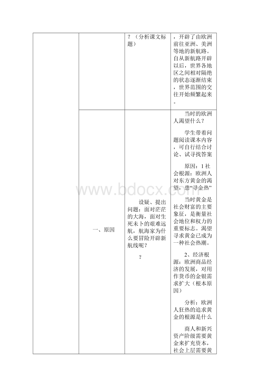 高中历史 第二单元 工业文明的崛起和对中国的冲击第7节《新航路的开辟》参考教案1 岳麓版必修2.docx_第3页