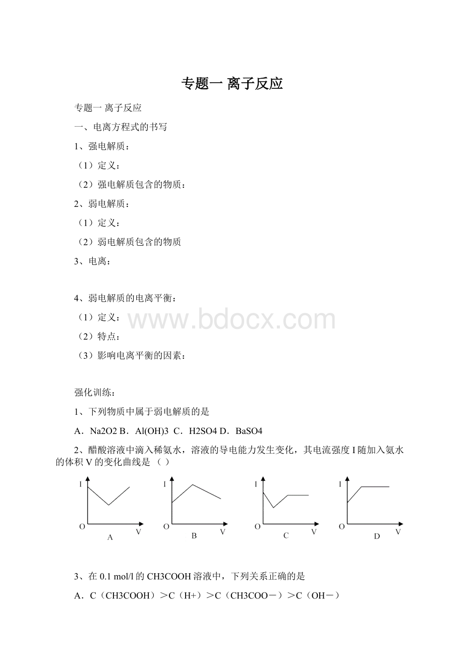 专题一 离子反应文档格式.docx