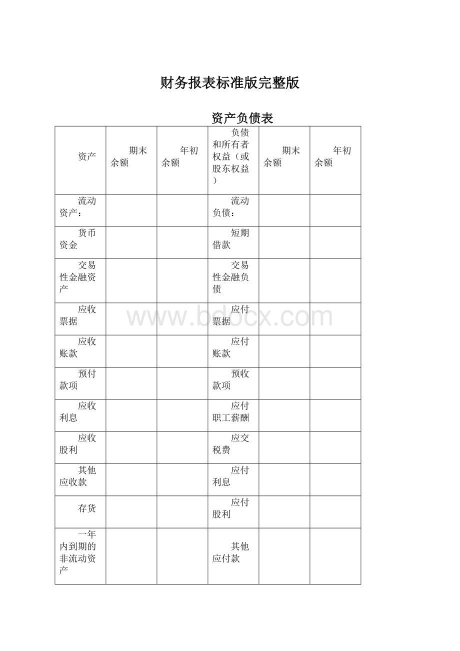 财务报表标准版完整版.docx