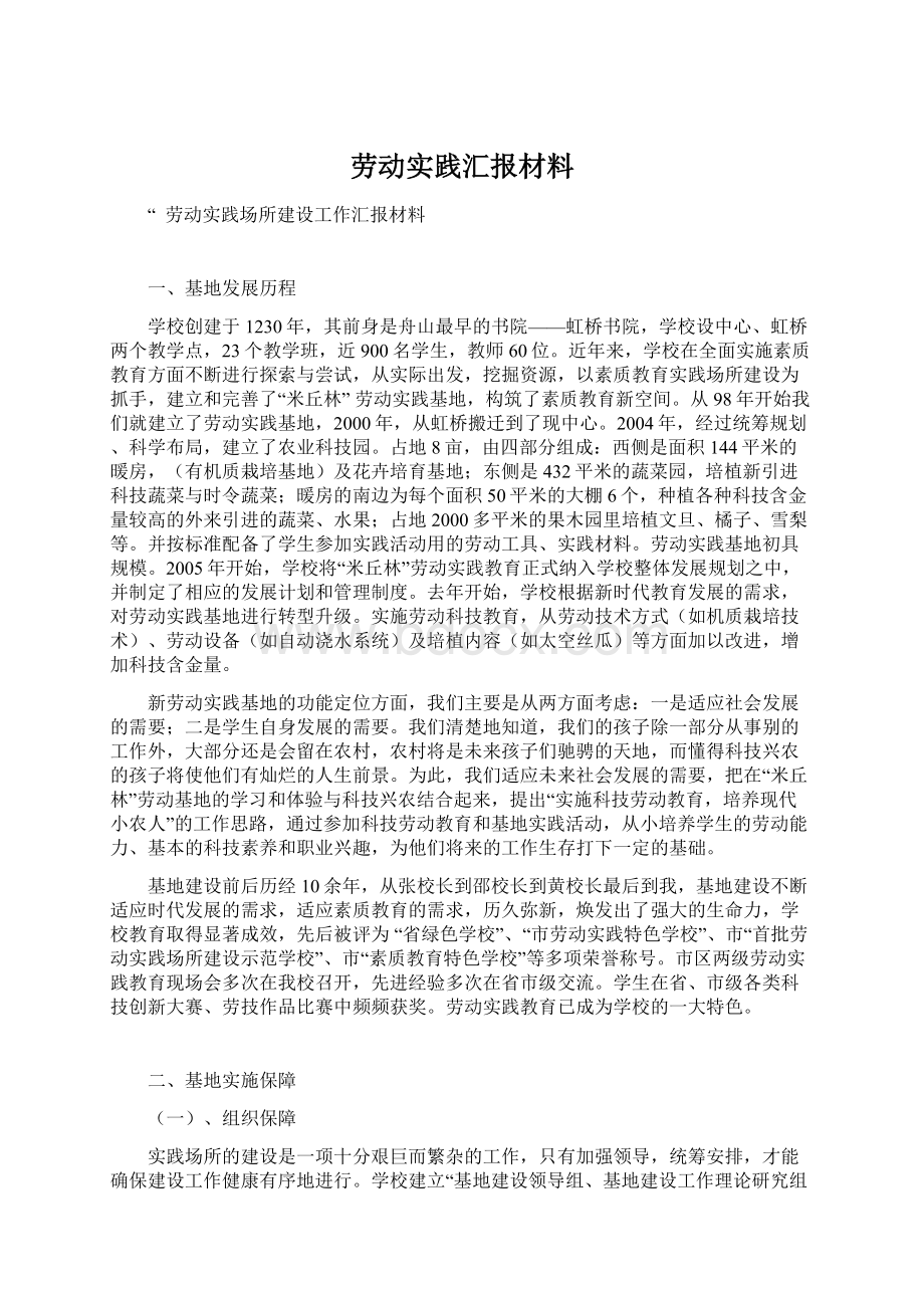 劳动实践汇报材料.docx_第1页