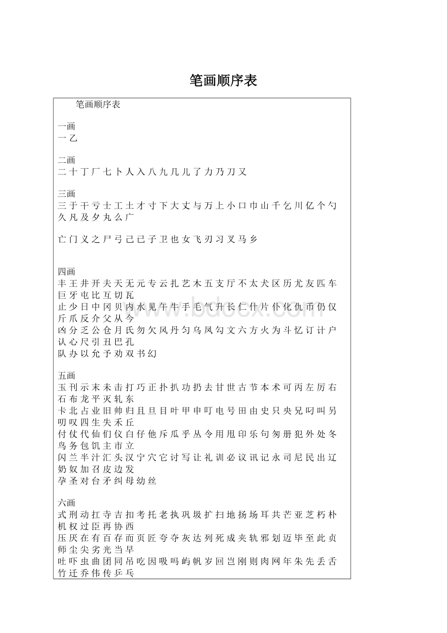 笔画顺序表Word文件下载.docx