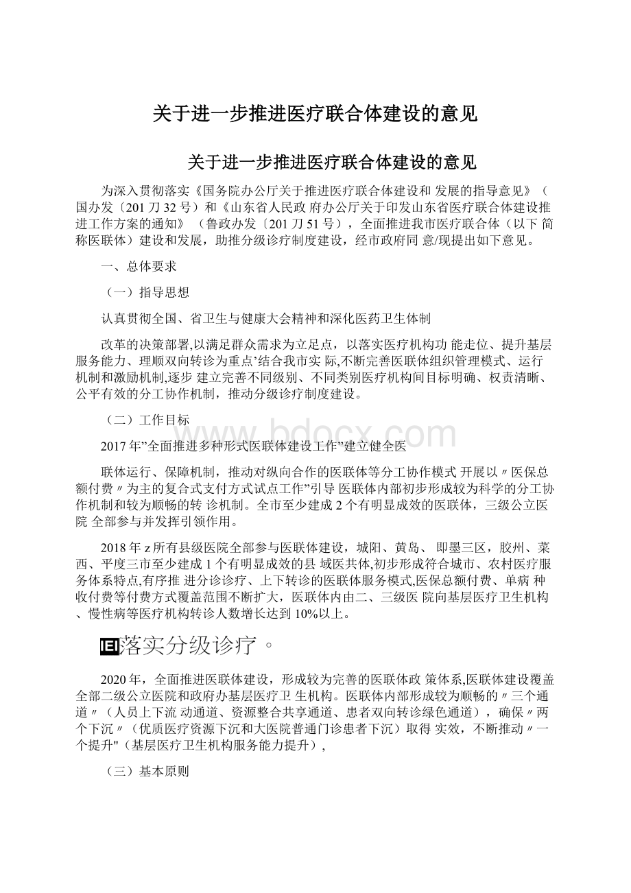 关于进一步推进医疗联合体建设的意见.docx