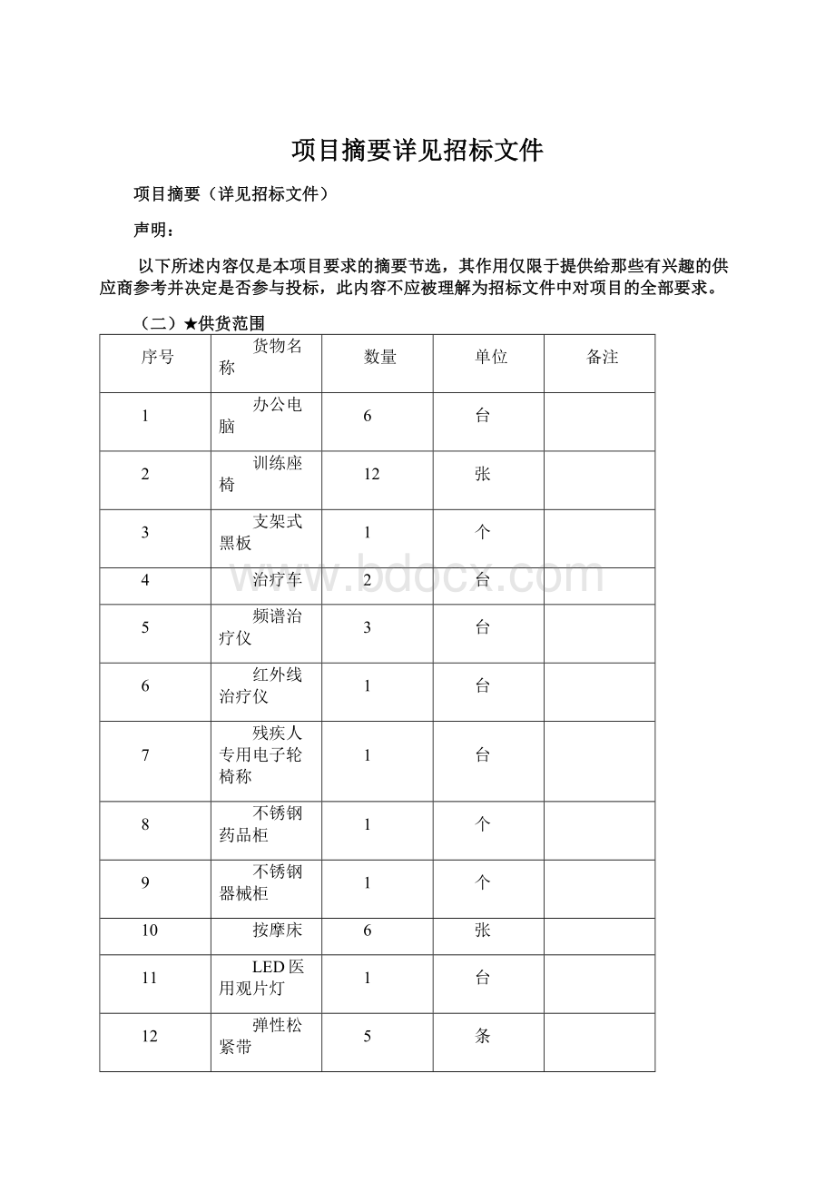 项目摘要详见招标文件Word格式.docx