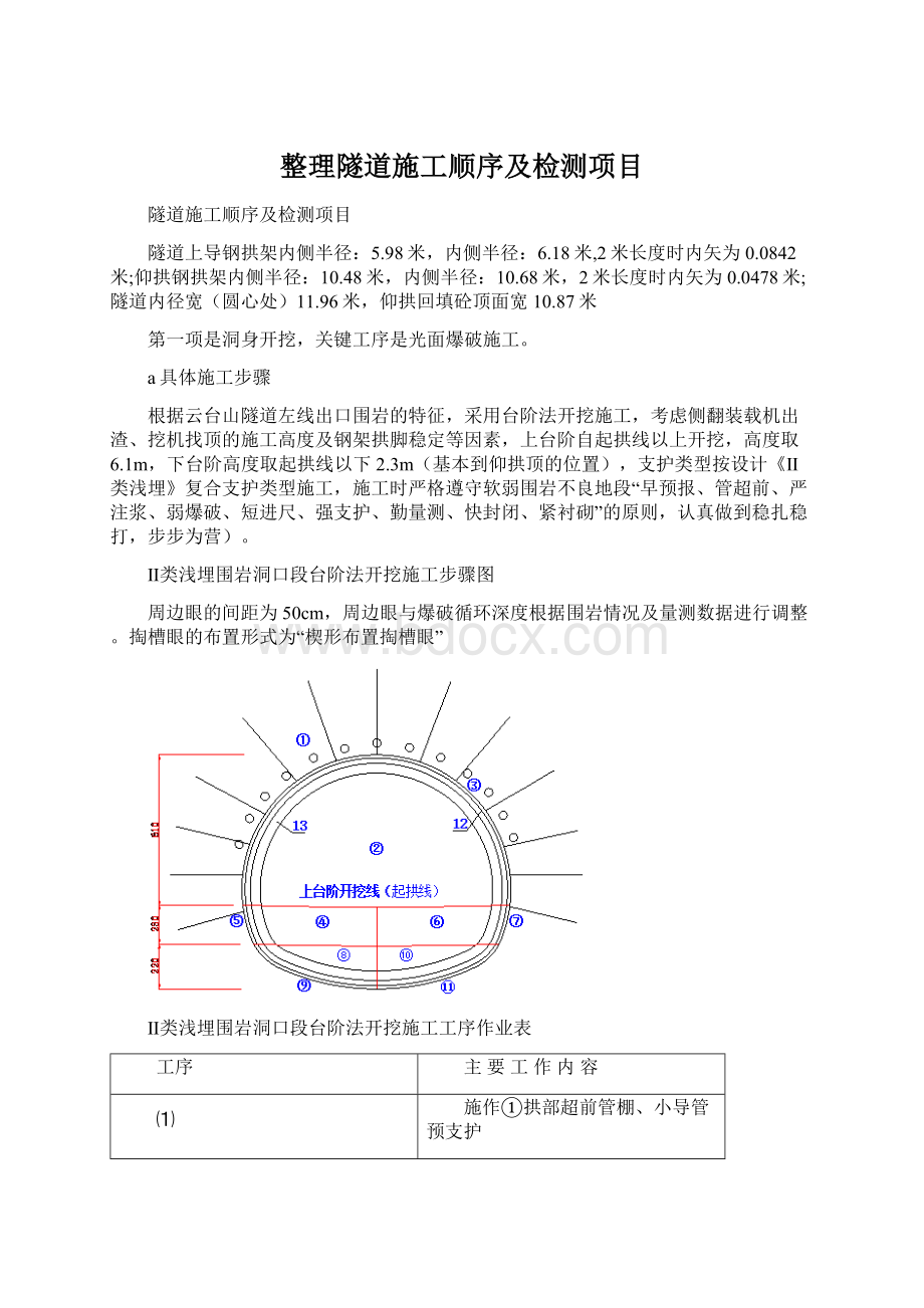 整理隧道施工顺序及检测项目.docx