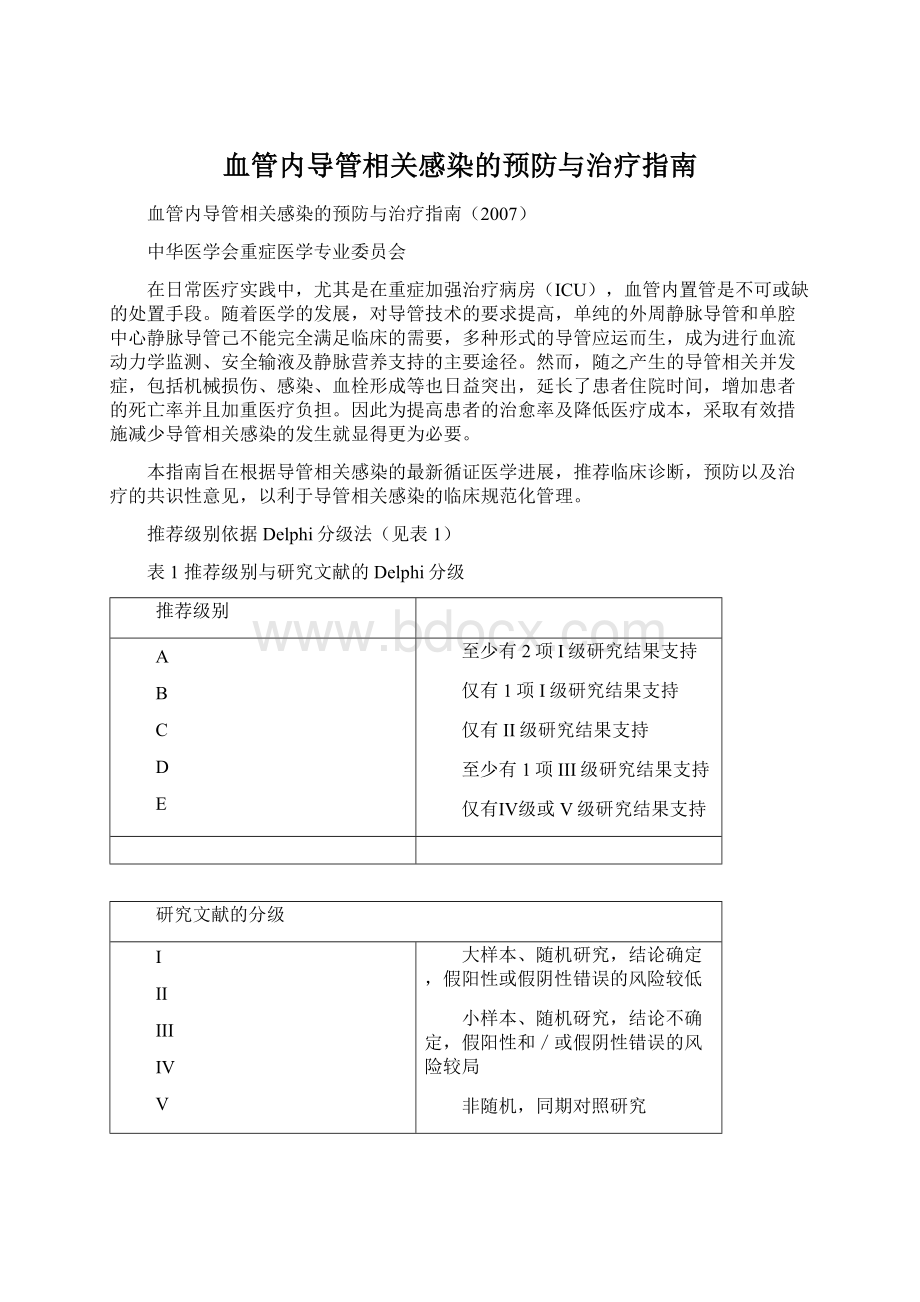 血管内导管相关感染的预防与治疗指南.docx_第1页