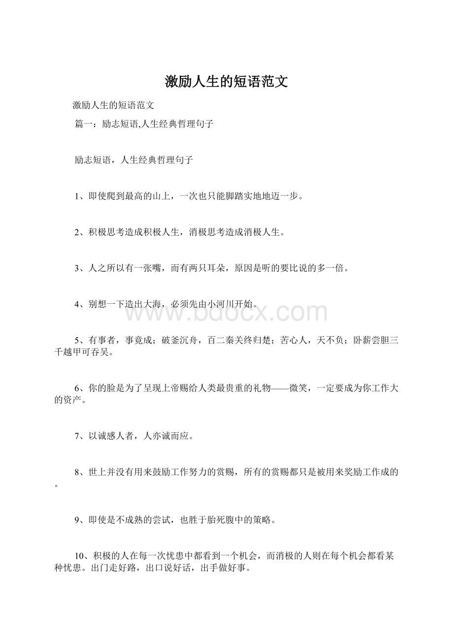 激励人生的短语范文文档格式.docx