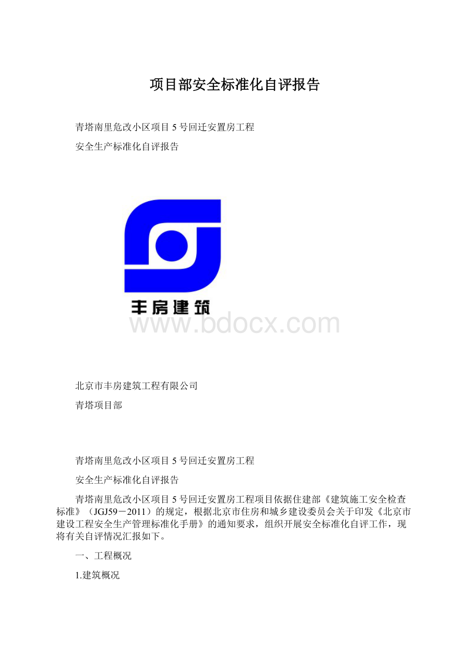 项目部安全标准化自评报告.docx_第1页