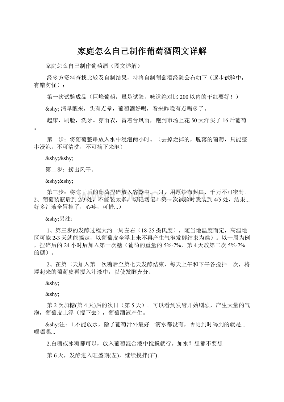 家庭怎么自己制作葡萄酒图文详解Word格式文档下载.docx