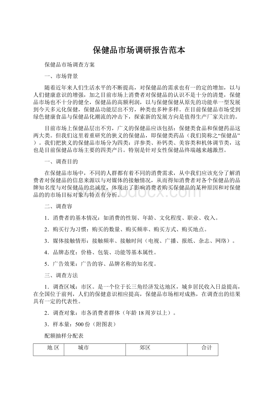 保健品市场调研报告范本.docx_第1页