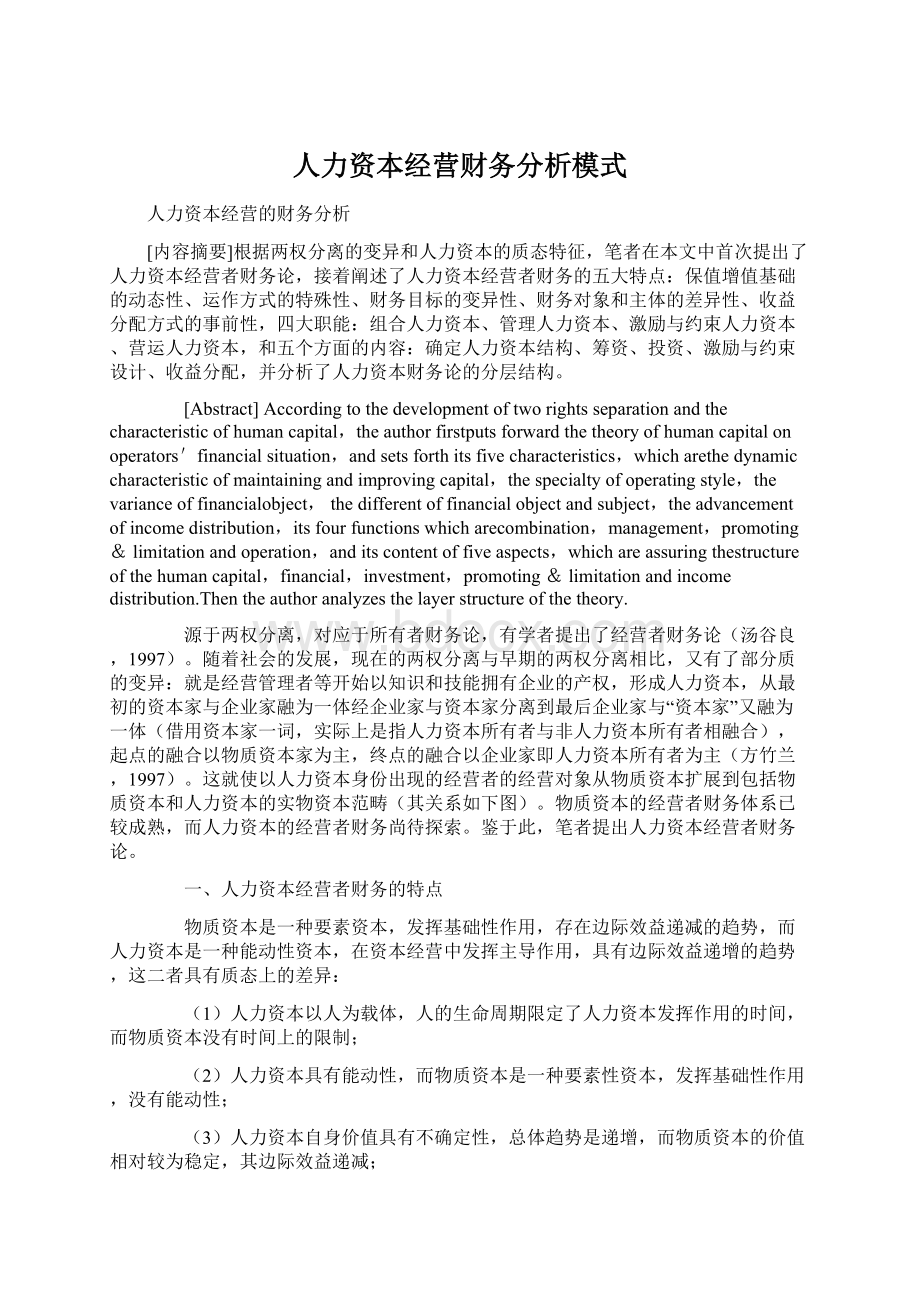 人力资本经营财务分析模式Word格式文档下载.docx