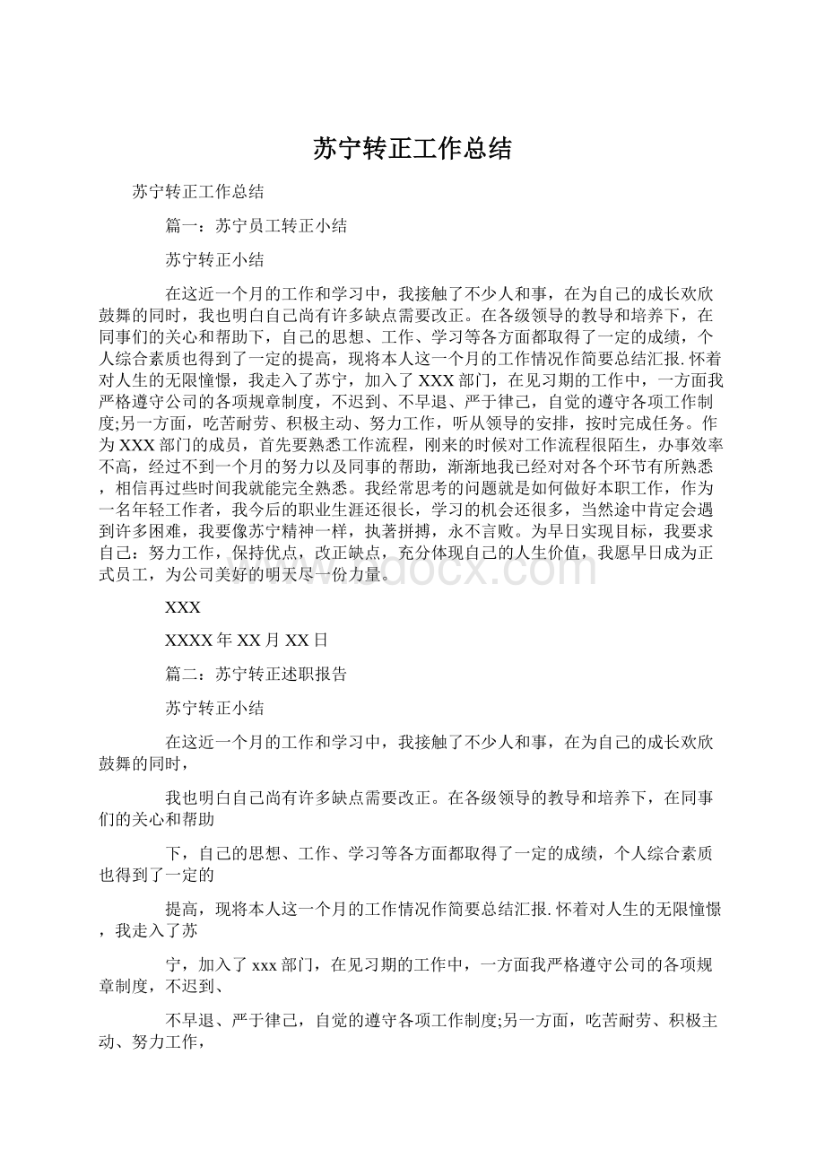 苏宁转正工作总结.docx_第1页