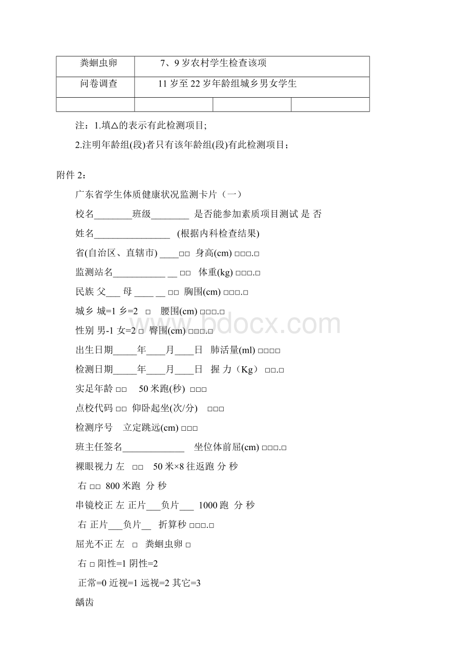 广东省学生体质健康监测检测项目表.docx_第2页