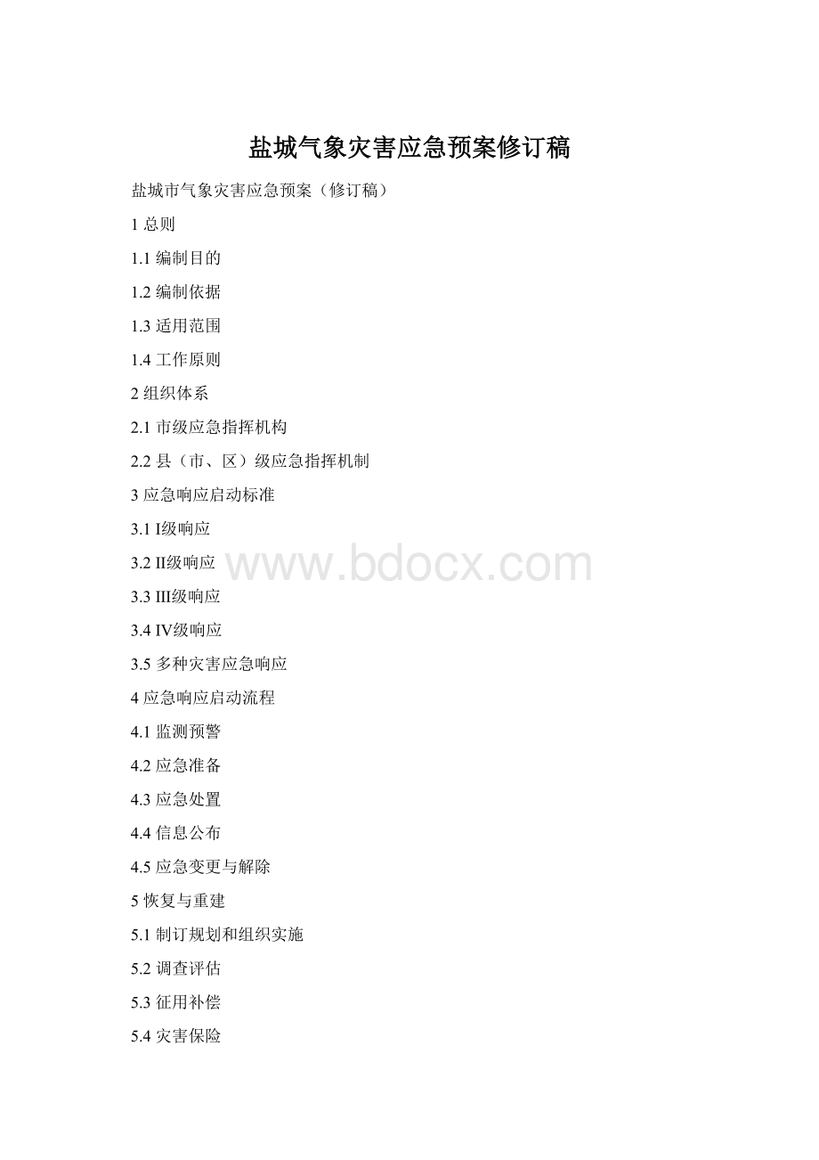 盐城气象灾害应急预案修订稿Word文件下载.docx