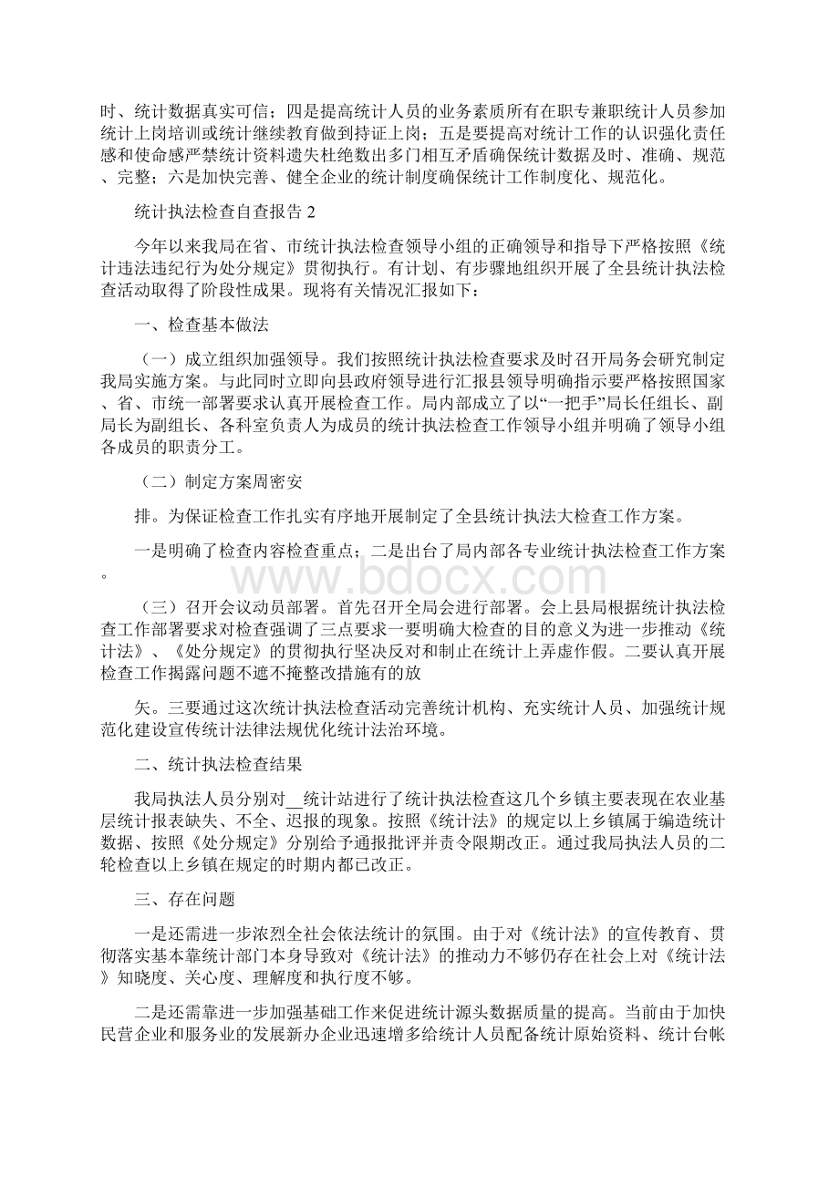 统计执法检查自查报告4篇文档格式.docx_第2页