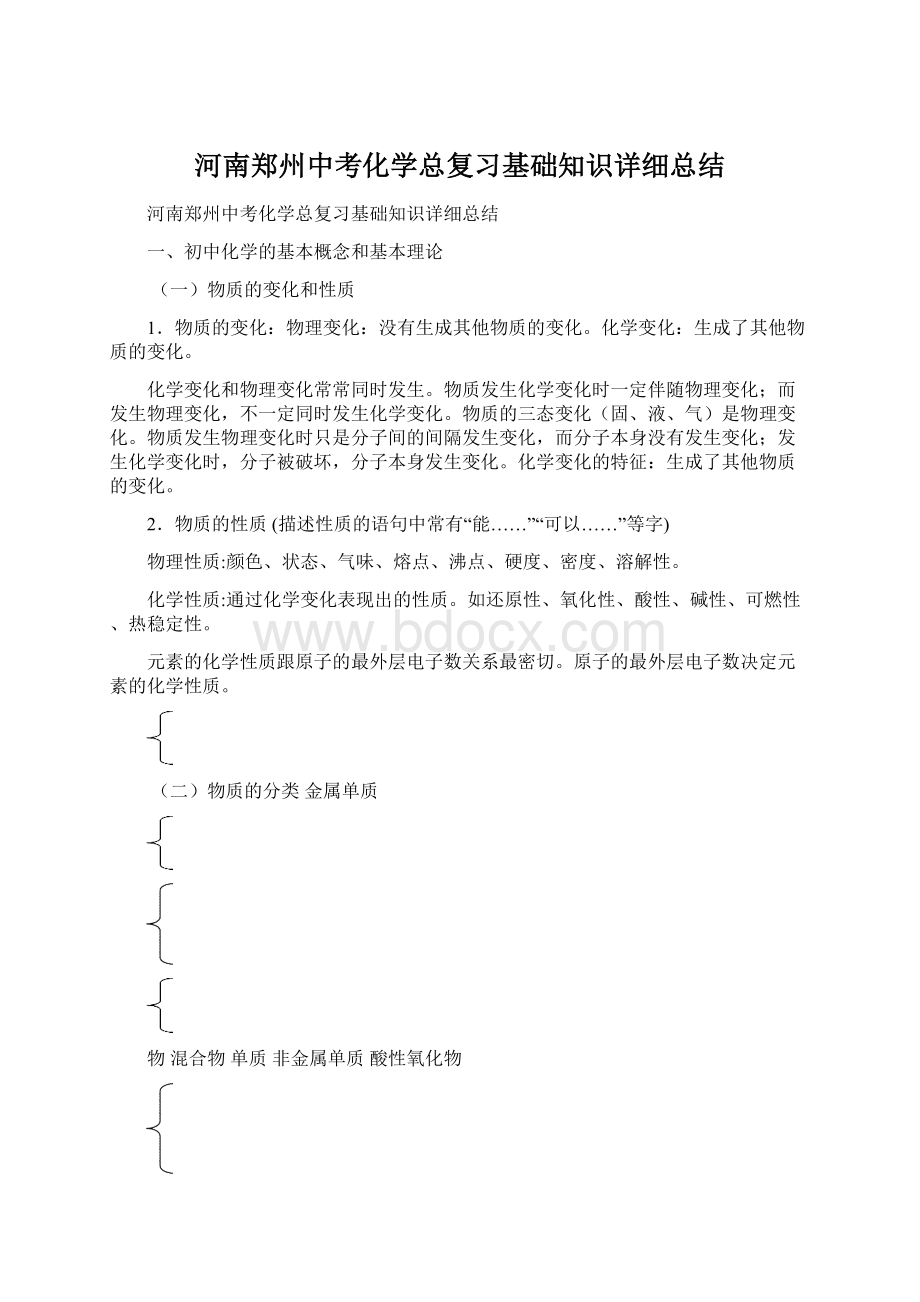 河南郑州中考化学总复习基础知识详细总结文档格式.docx