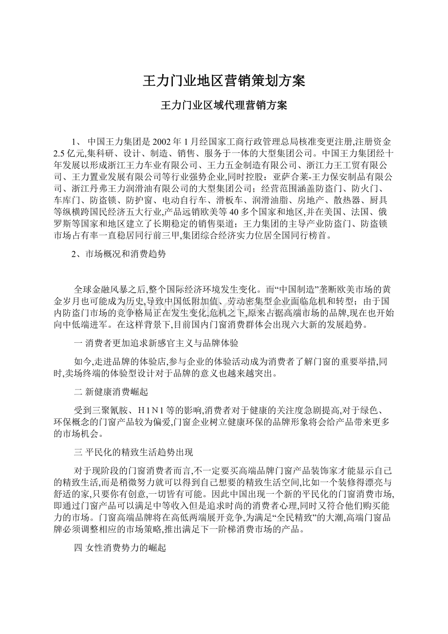 王力门业地区营销策划方案.docx