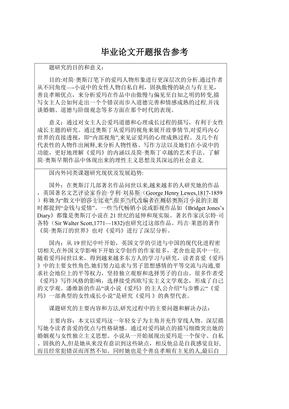 毕业论文开题报告参考Word文件下载.docx