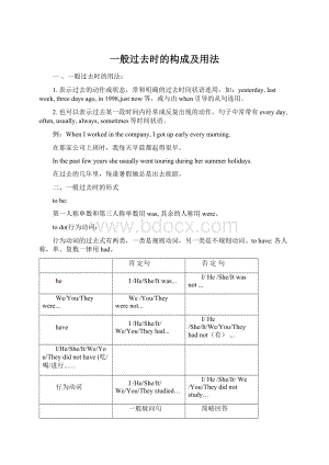 一般过去时的构成及用法.docx