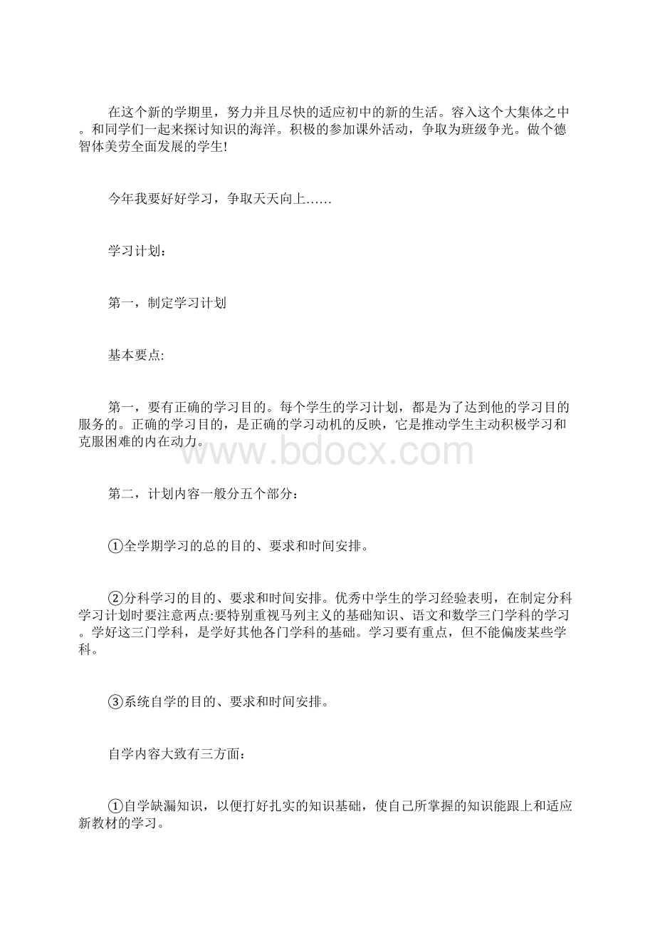 初中学习计划经典合集多篇总结多篇.docx_第2页