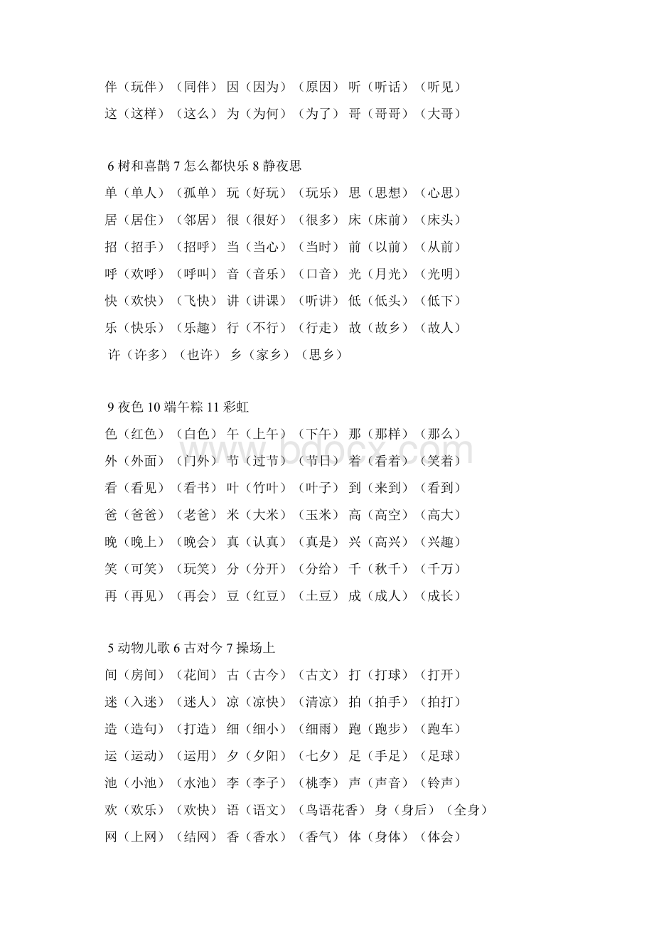 部编教材小学一年级下册语文复习资料全册.docx_第2页