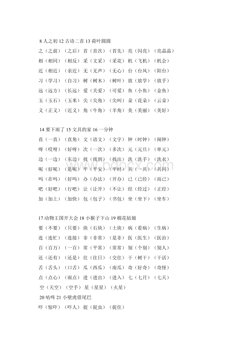 部编教材小学一年级下册语文复习资料全册.docx_第3页