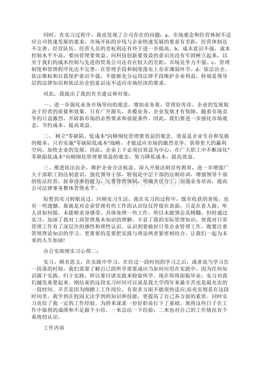 实习心得体会 办公室助理实习心得助理实习心得体会文档格式.docx_第3页