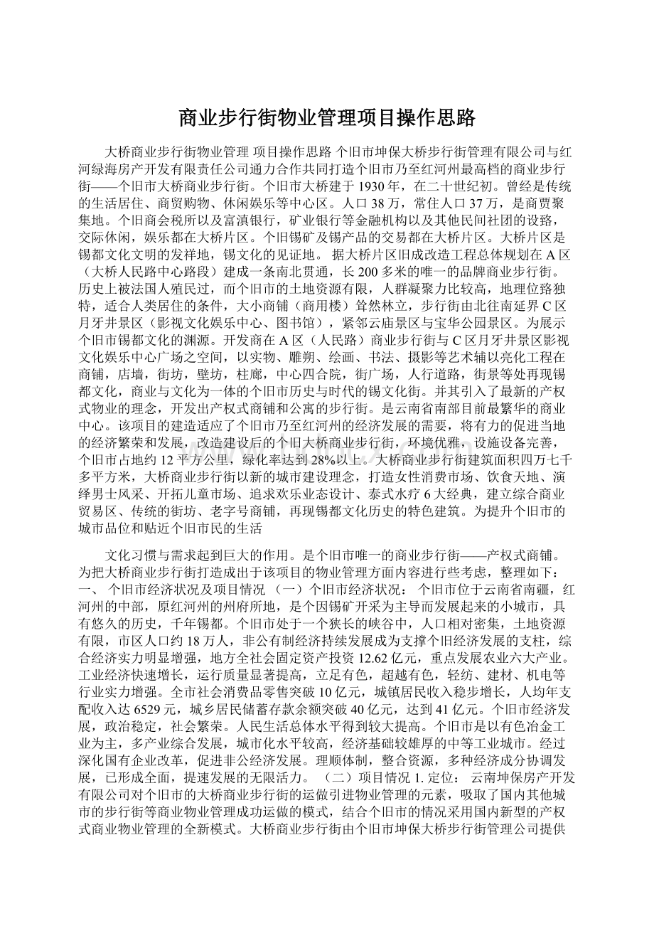 商业步行街物业管理项目操作思路Word文档下载推荐.docx_第1页