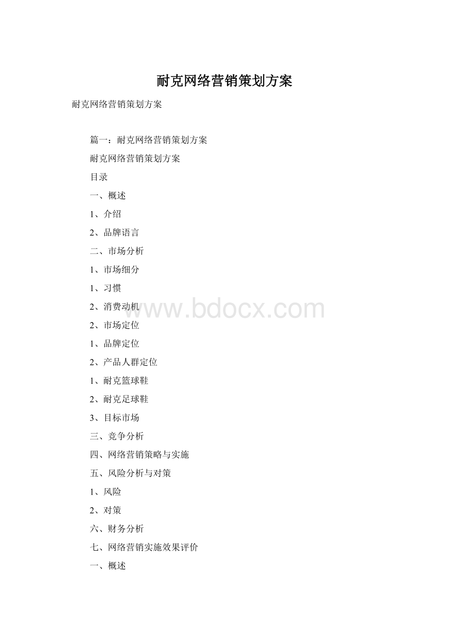 耐克网络营销策划方案.docx