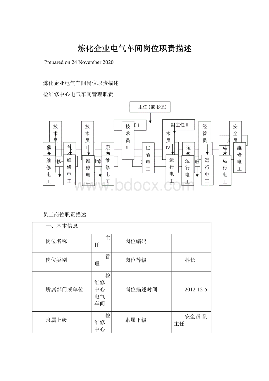 炼化企业电气车间岗位职责描述Word下载.docx_第1页