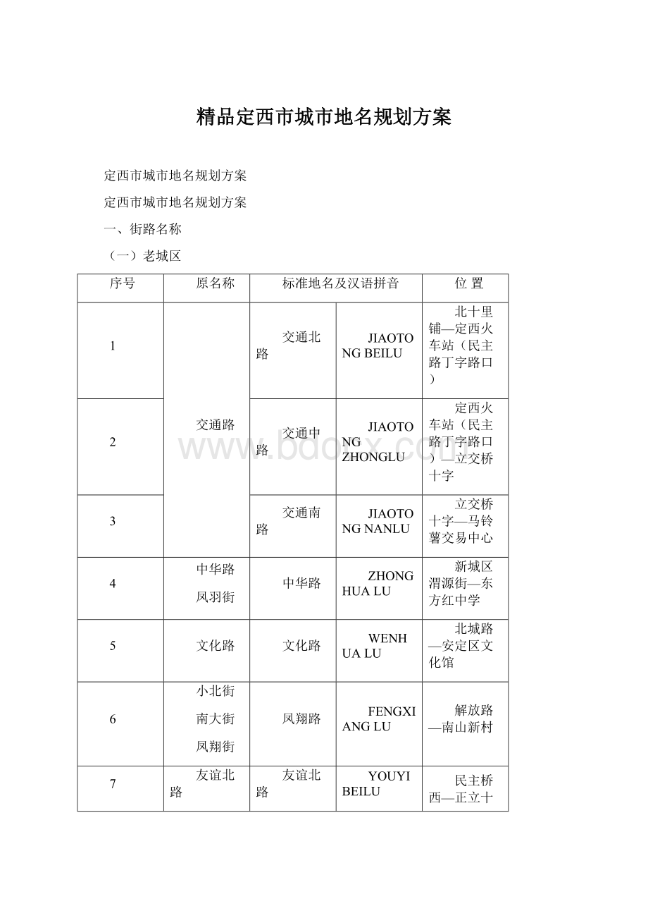 精品定西市城市地名规划方案.docx