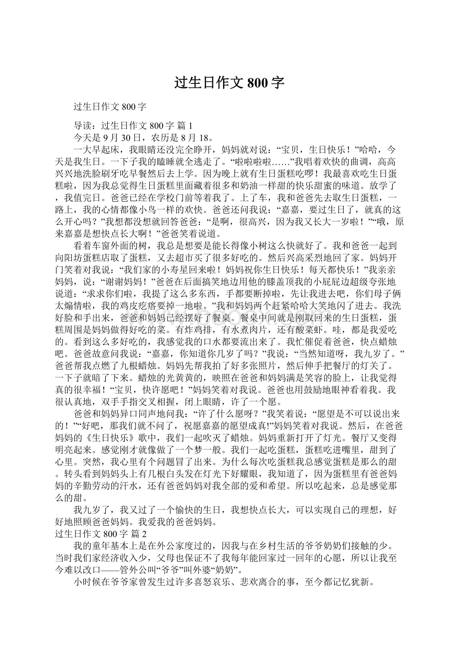 过生日作文800字Word格式文档下载.docx