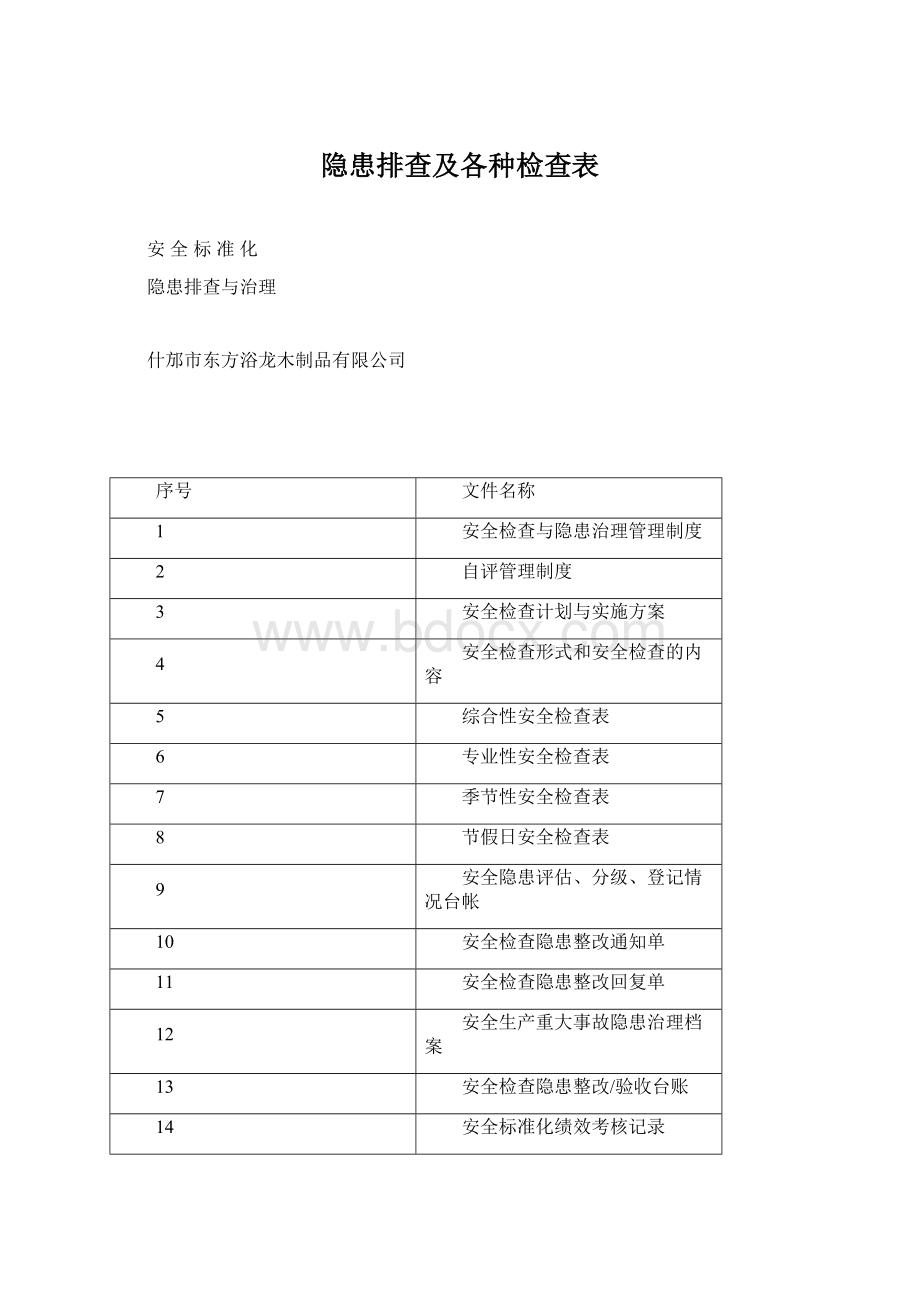 隐患排查及各种检查表.docx