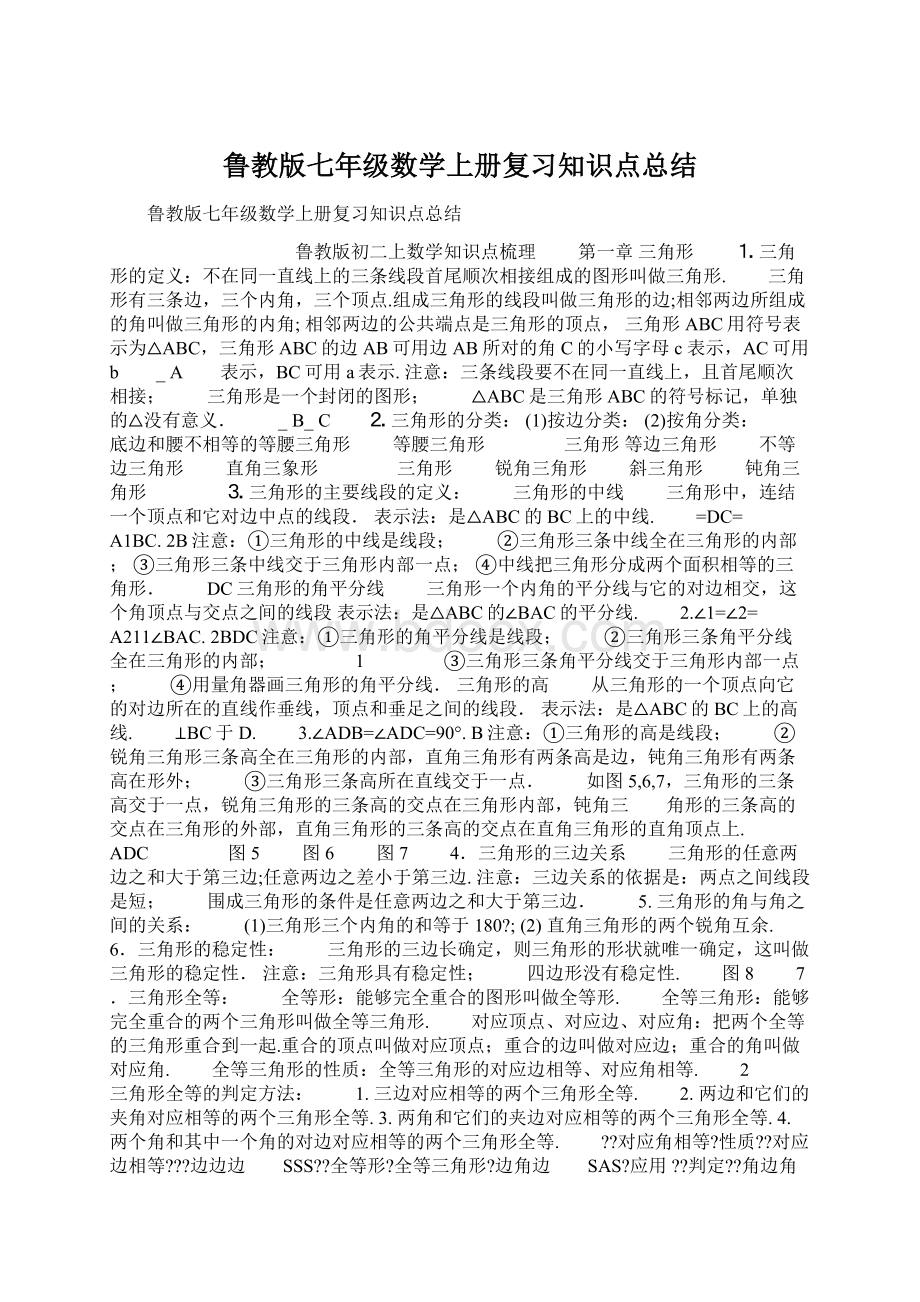 鲁教版七年级数学上册复习知识点总结.docx_第1页