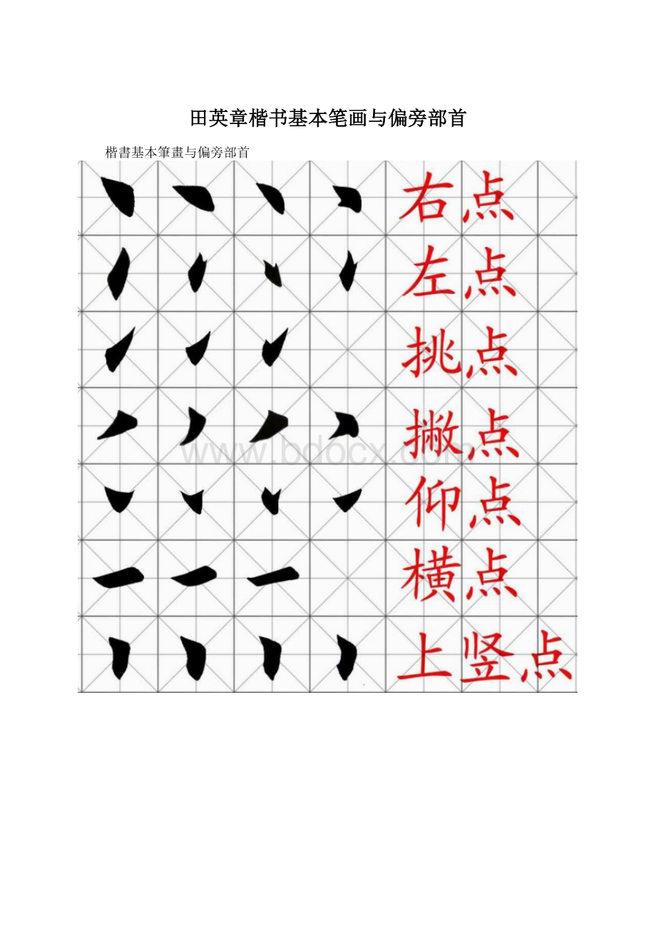 田英章楷书基本笔画与偏旁部首Word下载.docx