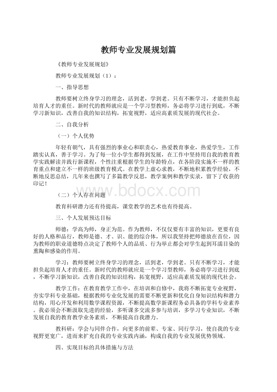 教师专业发展规划篇.docx_第1页