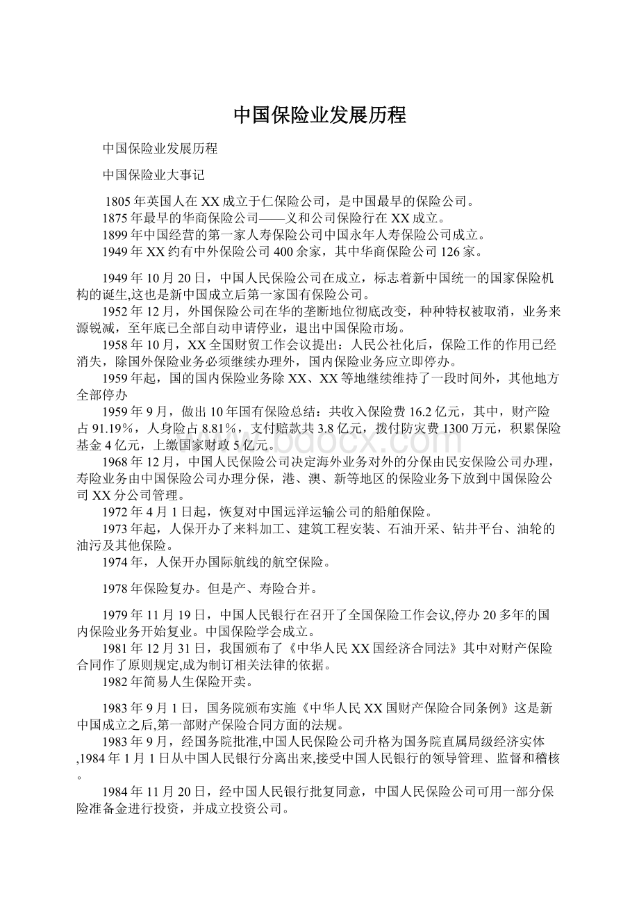 中国保险业发展历程文档格式.docx