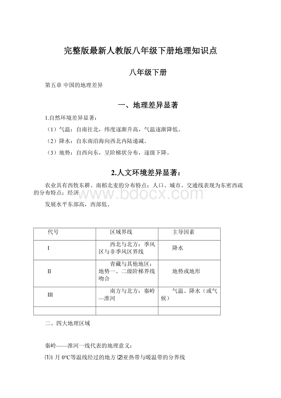 完整版最新人教版八年级下册地理知识点.docx_第1页