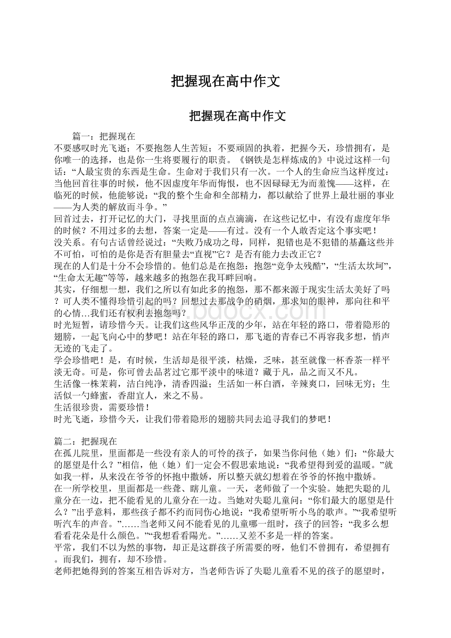 把握现在高中作文Word格式文档下载.docx