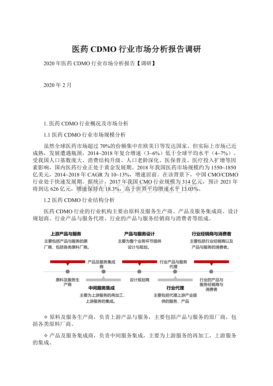 医药CDMO行业市场分析报告调研文档格式.docx_第1页