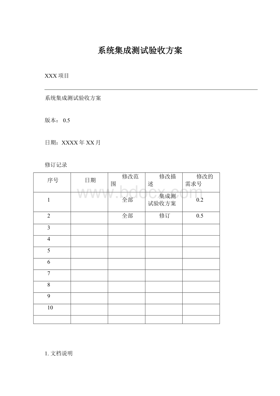 系统集成测试验收方案Word下载.docx