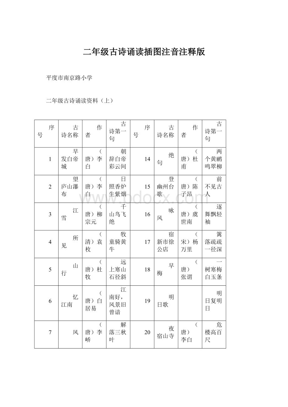 二年级古诗诵读插图注音注释版Word文档格式.docx