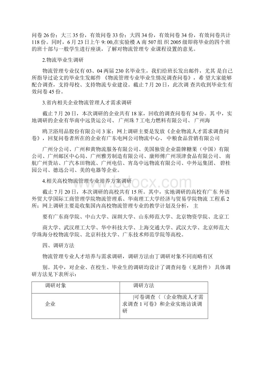 物流管理专业培养方案调研报告.docx_第3页