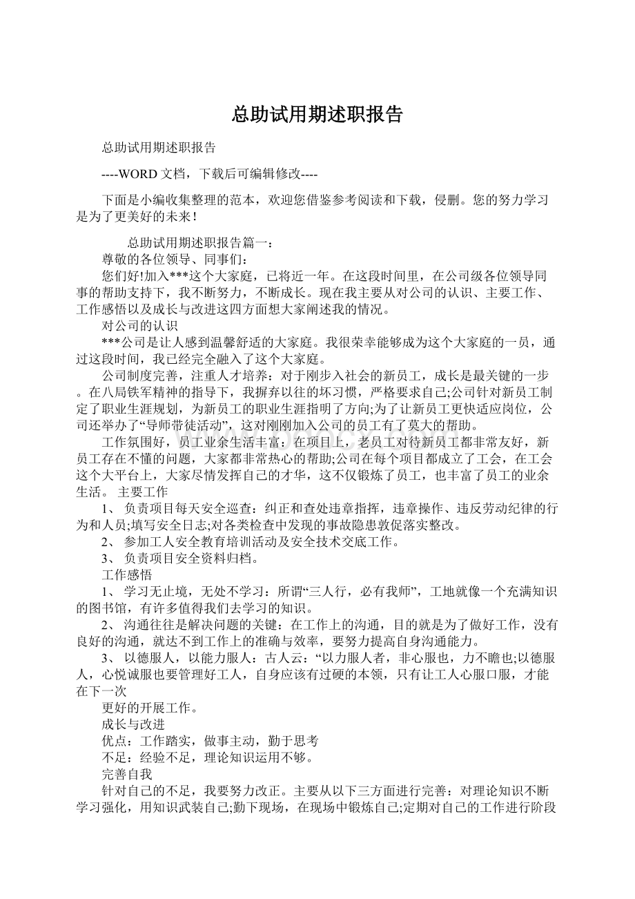 总助试用期述职报告.docx_第1页