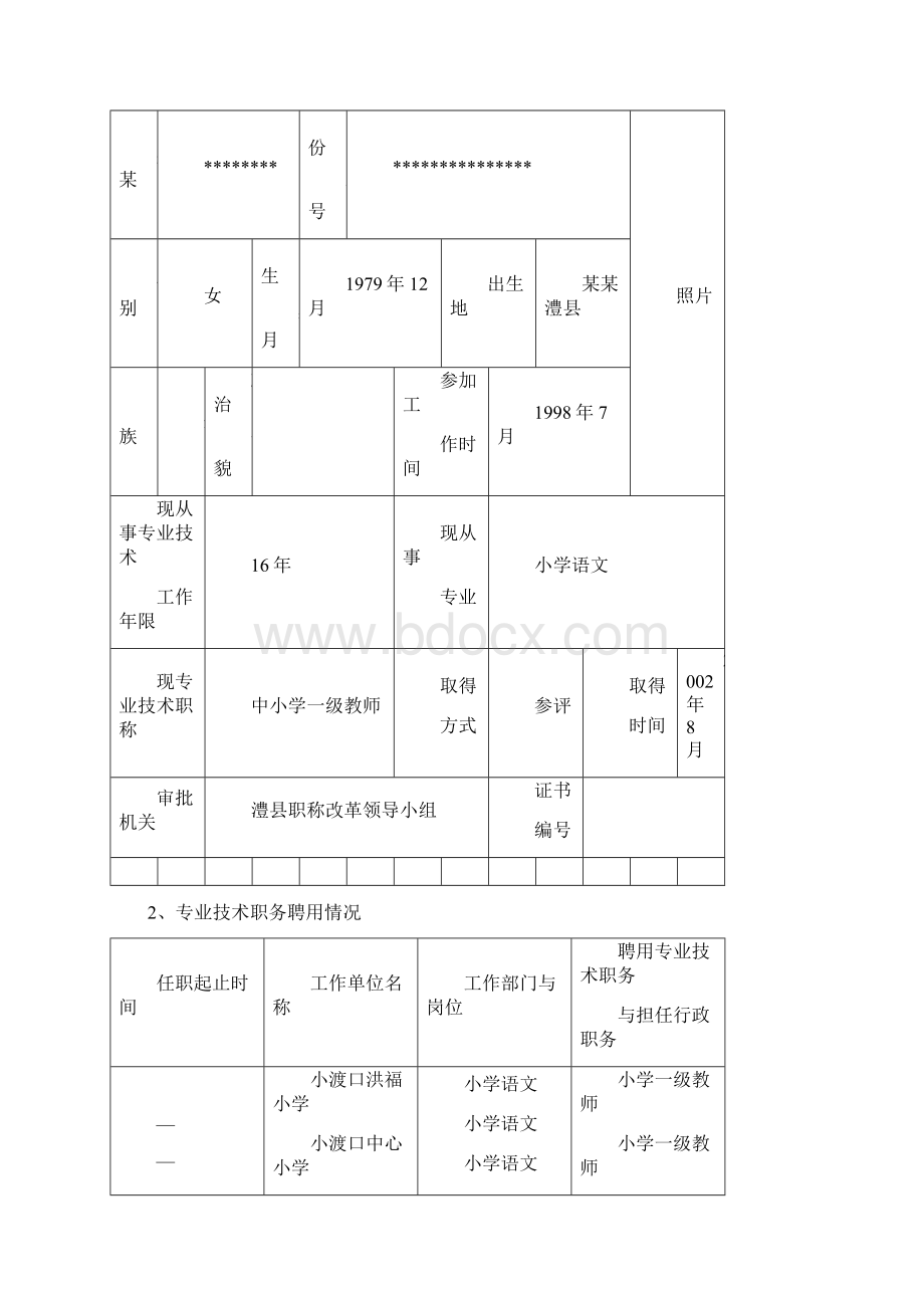 湖南省中小学教师系列专业技术职称职务评审表.docx_第2页